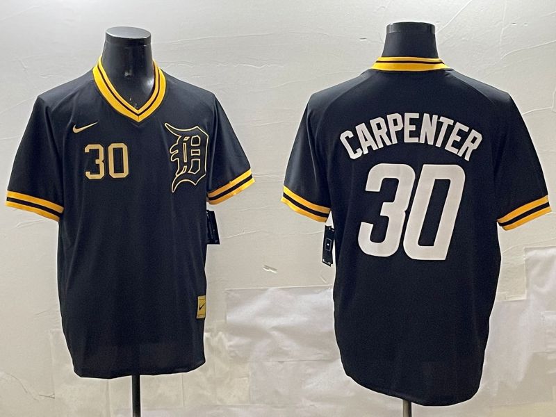 Men Detroit Tigers #30 Carpenter Black Gold Game 2025 Nike MLB Jersey style 4